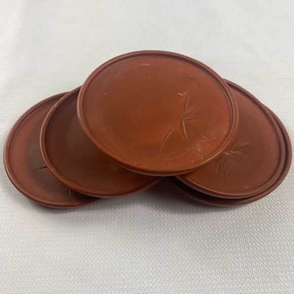 Otagiri Original Japan Hand-Crafted Terracotta Bamboo Coasters Set of 5 - Picture 1 of 6
